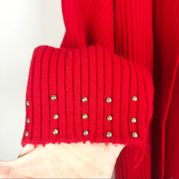 FOCUS USA | Vintage Sweater Set Red Gold Embellished Sleeveless Top & Cardigan - Picture 5 of 12